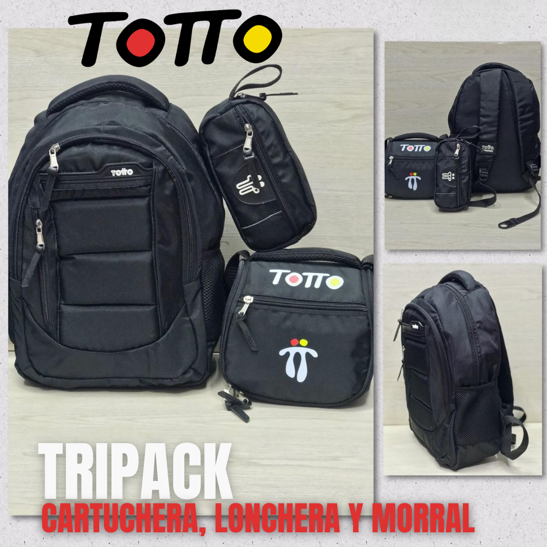 TRIPACK TOTTO® CARTUCHERA, LONCHERA Y MORRAL