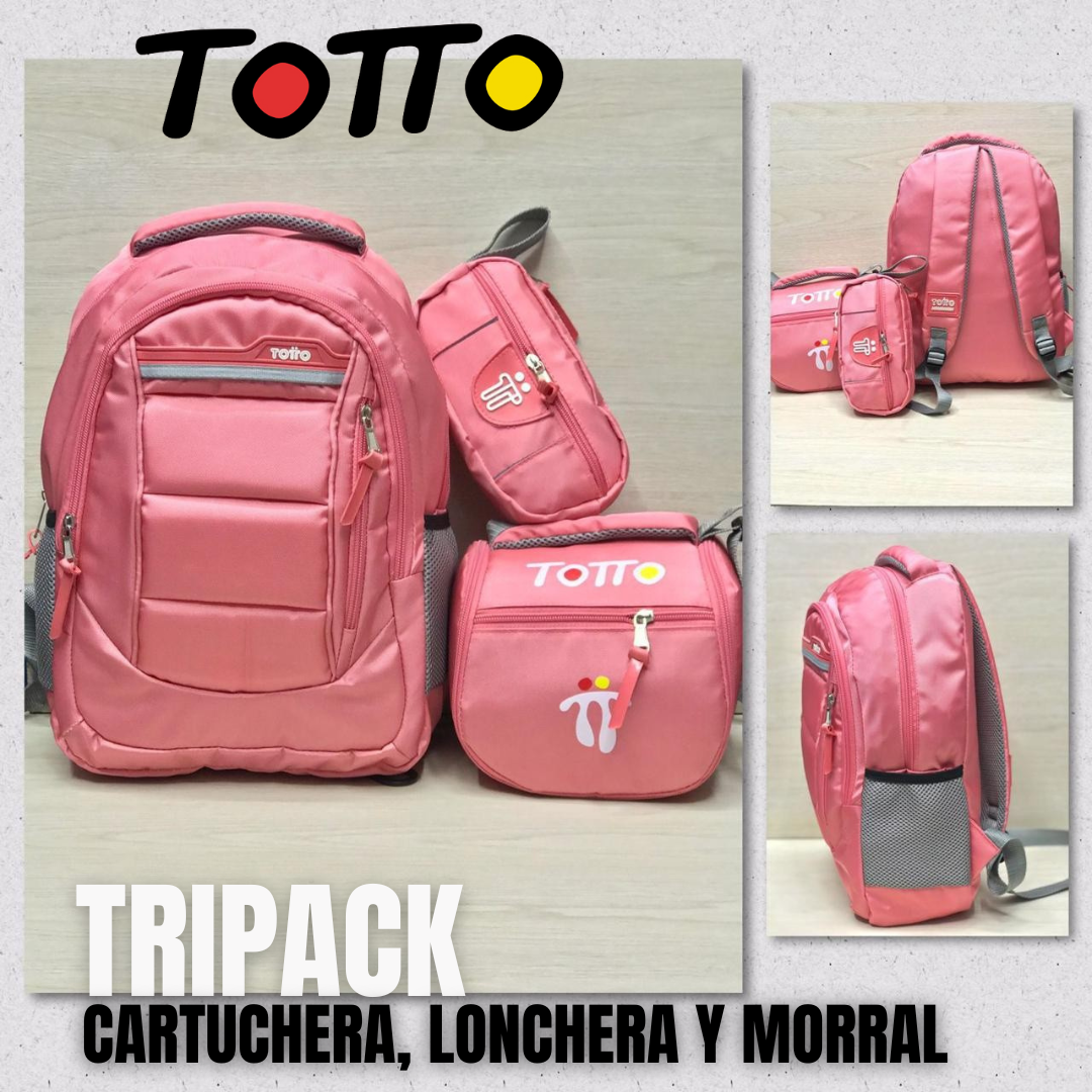 TRIPACK TOTTO® CARTUCHERA, LONCHERA Y MORRAL