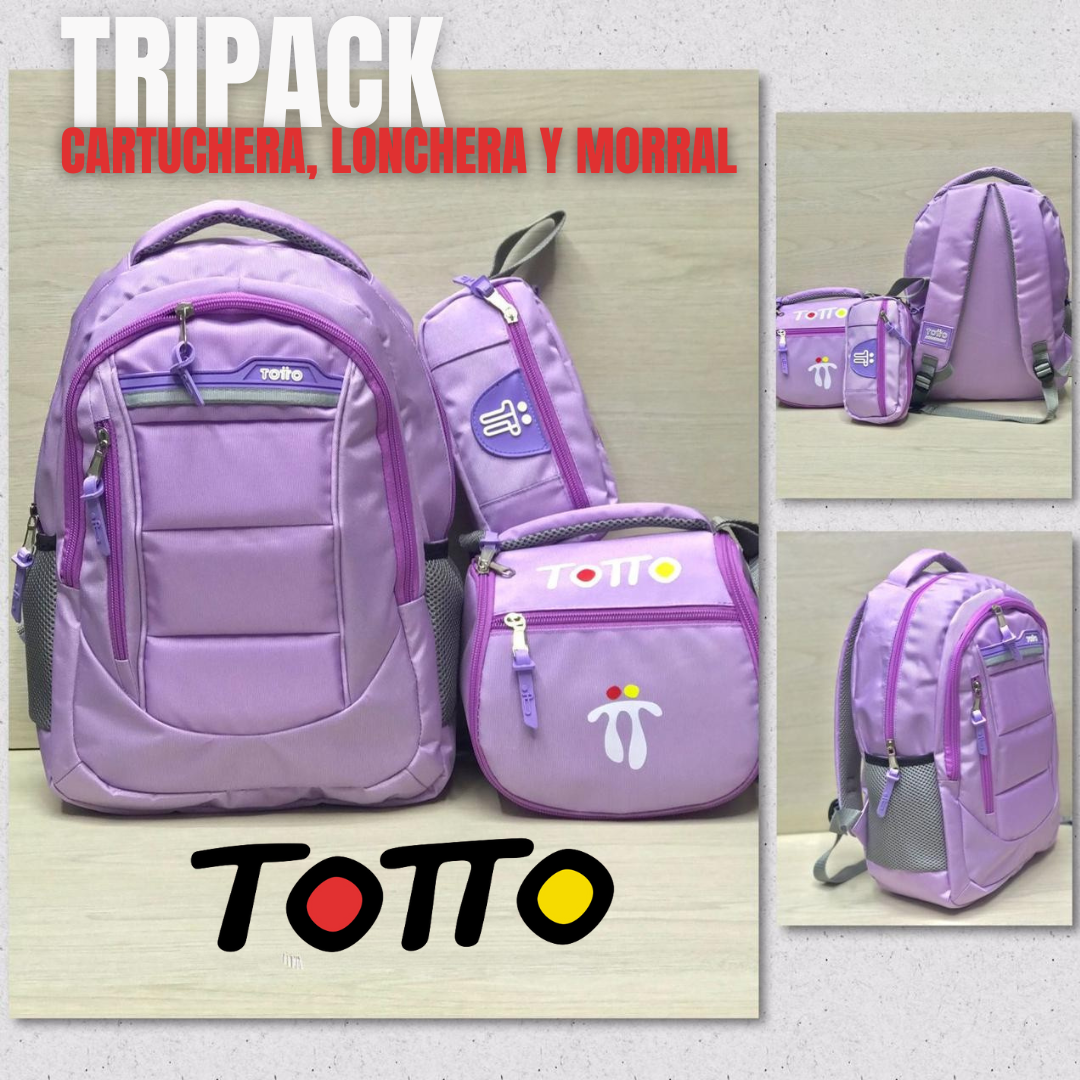TRIPACK TOTTO® CARTUCHERA, LONCHERA Y MORRAL