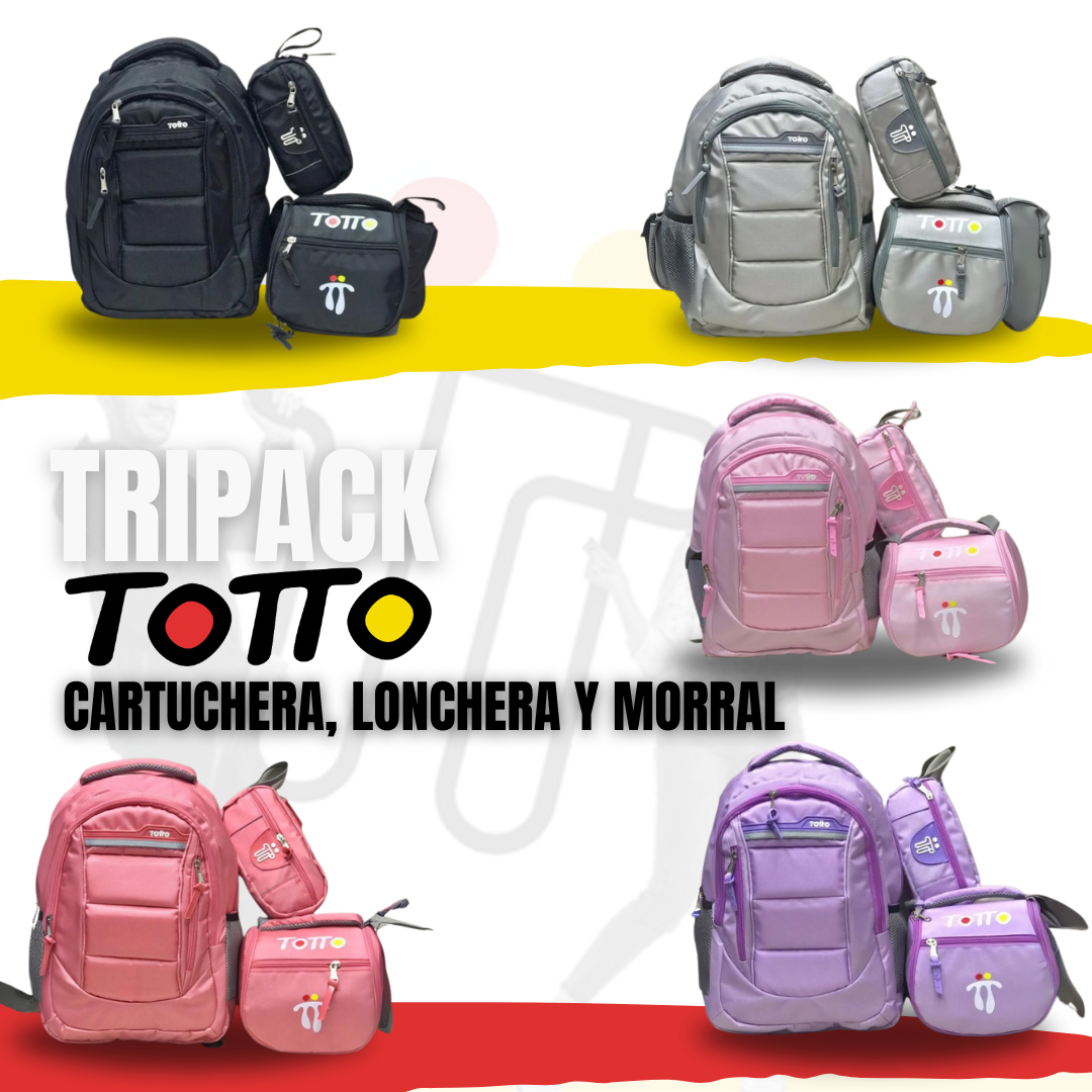 TRIPACK TOTTO® CARTUCHERA, LONCHERA Y MORRAL
