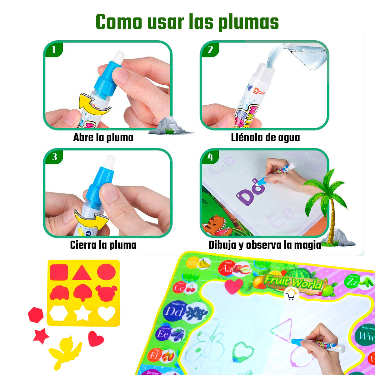 Tapete Mágico Pinta Con Agua Frutas Didá