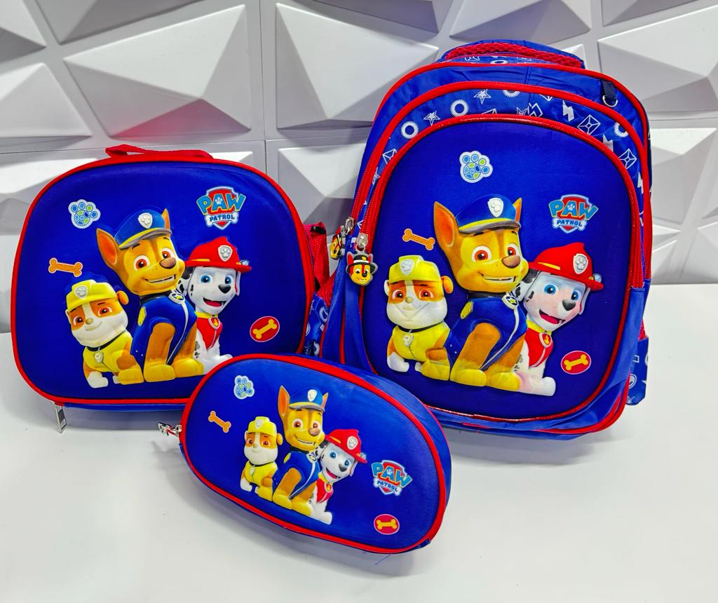 KIT ESCOLAR GRANDE - 3 PIEZAS (MORRAL - CARTUCHERA Y LONCHERA)