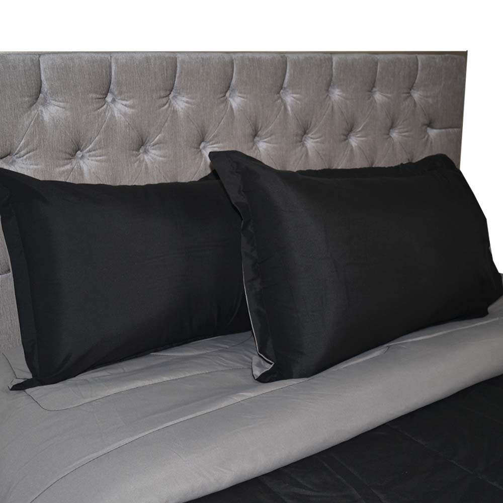 Edredón Doble Faz Negro-Gris 140x190cm