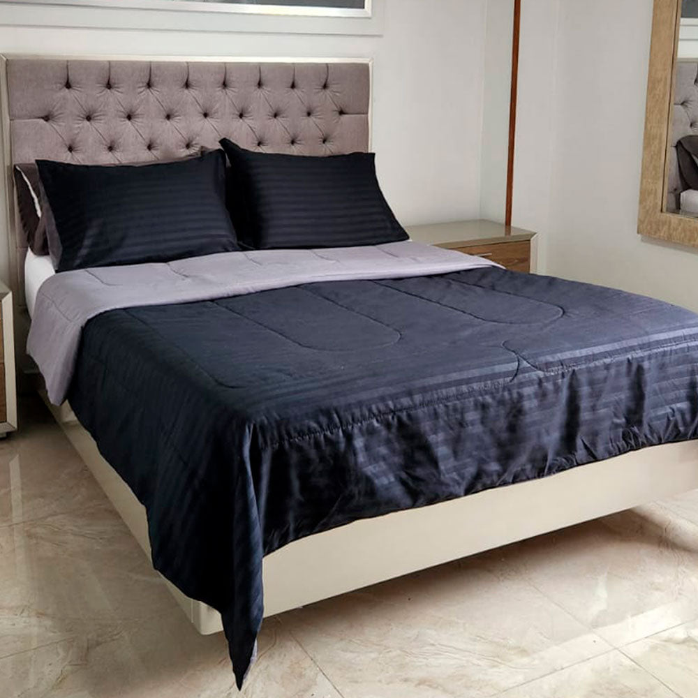 Edredón Doble Faz Negro-Gris 140x190cm