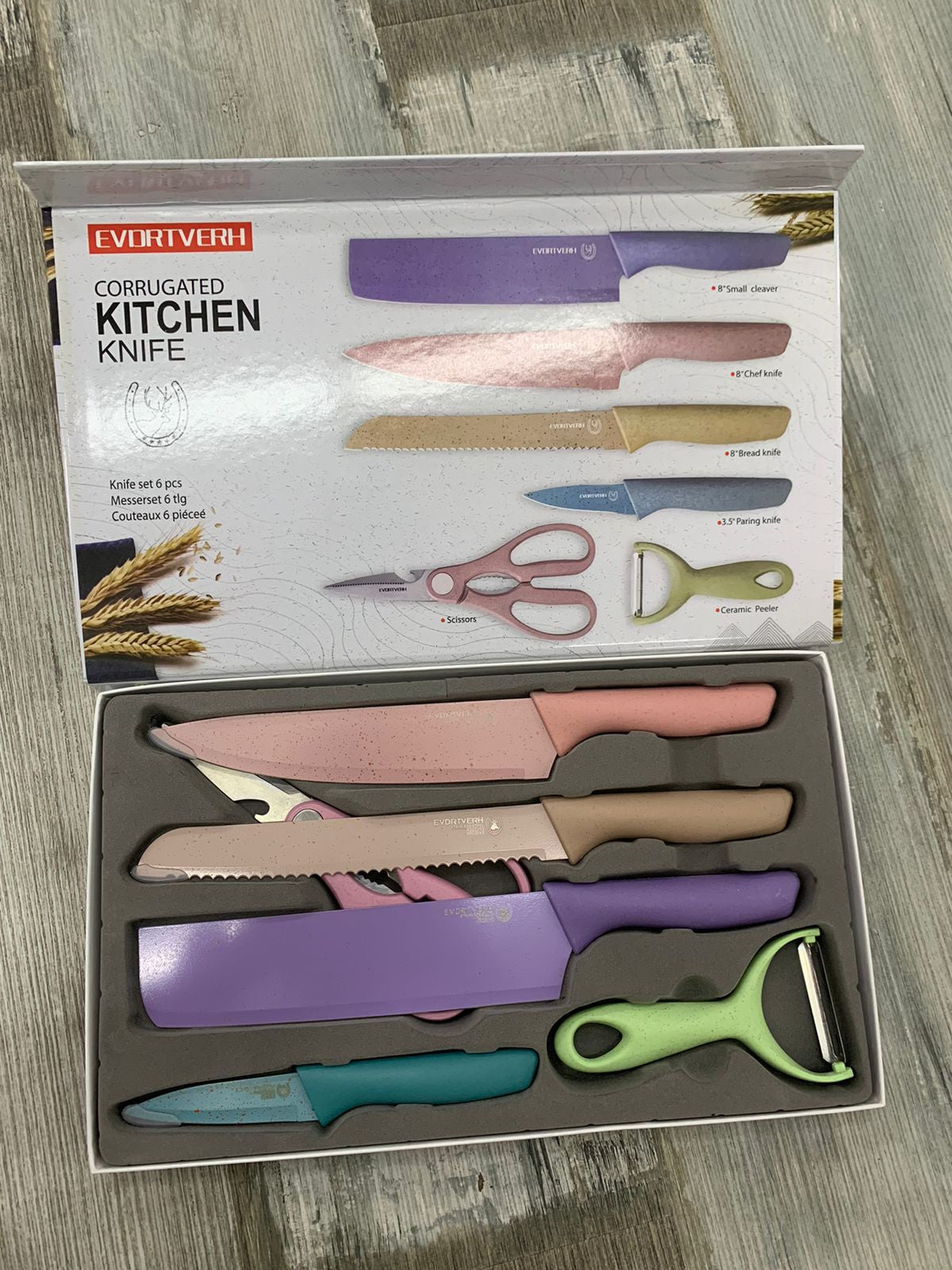 JUEGO DE CUCHILLOS DE COCINA 6 COLORES