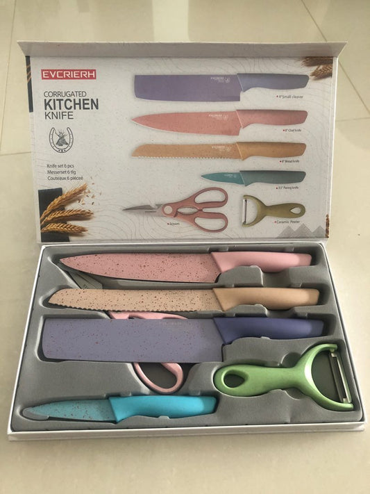 JUEGO DE CUCHILLOS DE COCINA 6 COLORES